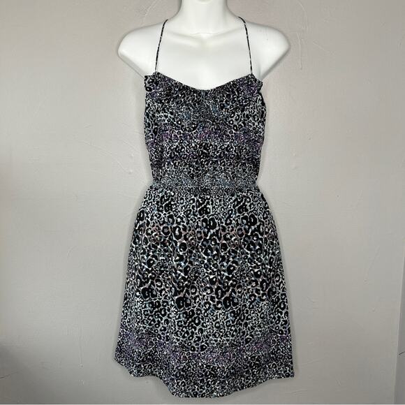 BCBGENERATION Mini Dress Womens Size XS Leopard Print Animal Ruffle Colorful - Picture 1 of 10